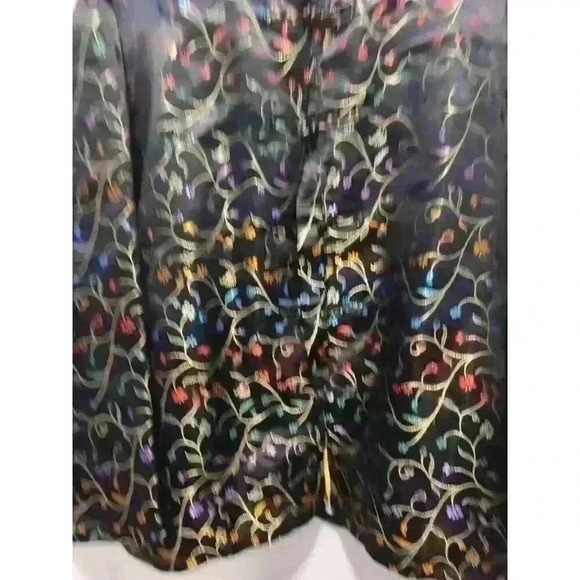 Robert Louis Size XL Oriental‎ Toggle Jacket 75% Silk 25% Polyester Floral Black - Picture 4 of 6